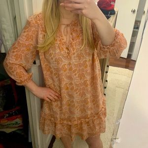 Aritzia Peach Paisley Flowy Dress